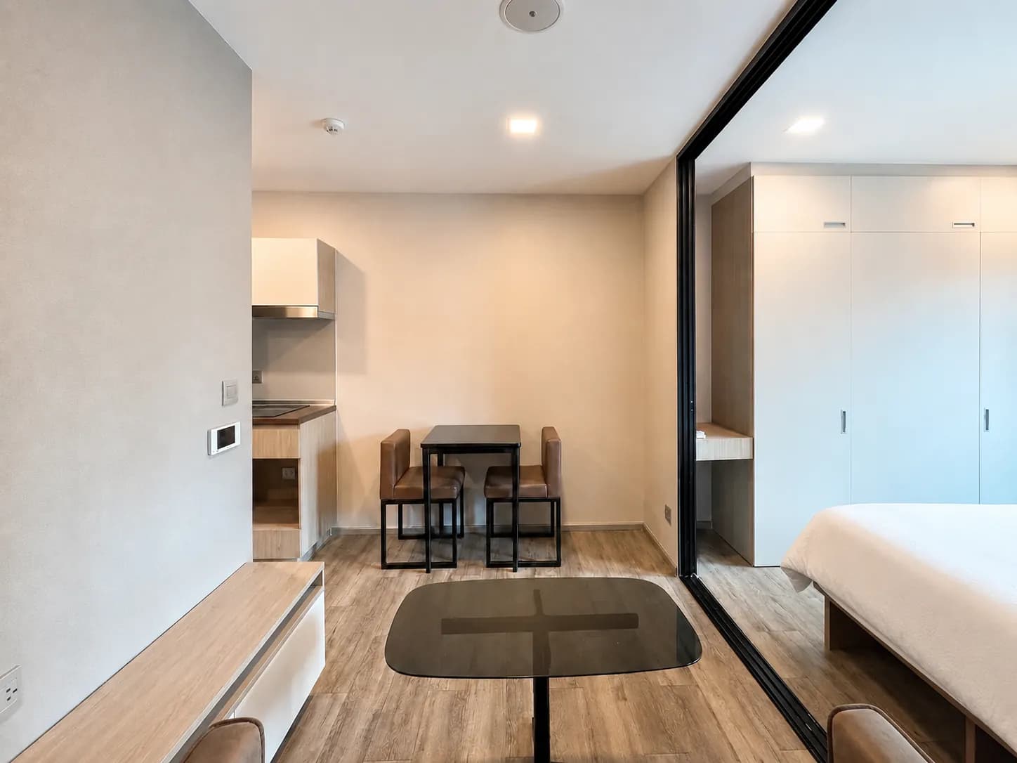 Compact living area in the Brown Condo unit